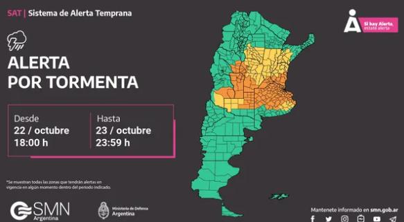 Alerta naranja para Junín: Se esperán fuertes tormentas y lluvias intensas