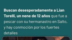 Buscan a Lian Torelli,  un nene de 12 años en Salto