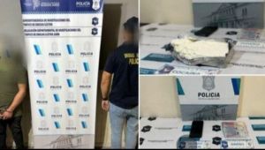 Juninense detenido con un ladrillo de "clorhidrato de cocaína" con el logo de un cartel narco Peruano