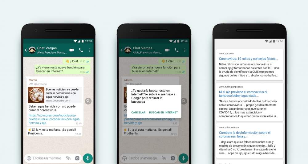 WhatsApp sumó búsquedas en internet para comprobar la información de los mensajes reenviados